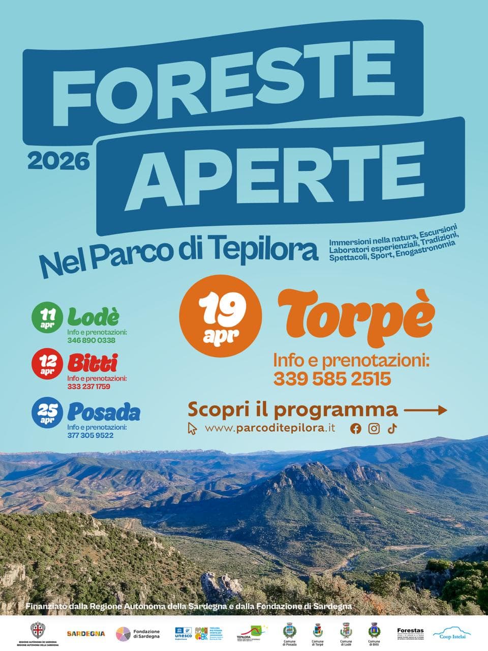 Foreste Aperte a Torpè: programma e attività di domenica 19 aprile 2026