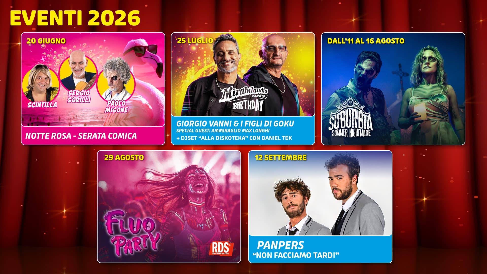 Mirabilandia Estate 2026: concerti, eventi horror e party notturni